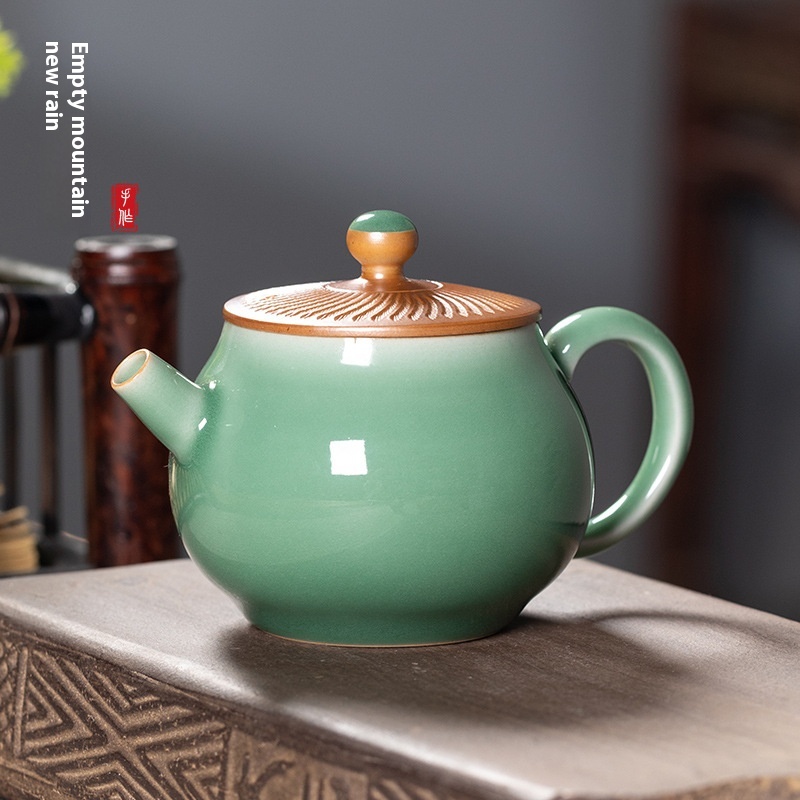 Kongshan Xinyu Longquan Celadon Tiaodao Gray Glaze Handmade Teapot Kung Fu Tea Set Ceramic Teapot