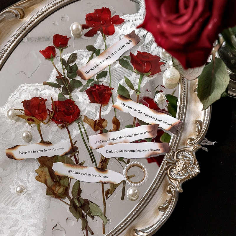 Sugar Poetry PETSticker Pack Plant And Poetry Series Literary Rose DIYHandbook Personalized Material Stickers8 Types