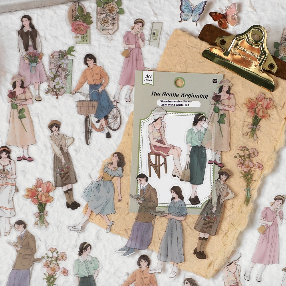 Infeel.Me Romance Is Coming Series PETSticker Pack Retro Character Outfits Handbook Base Material Stickers