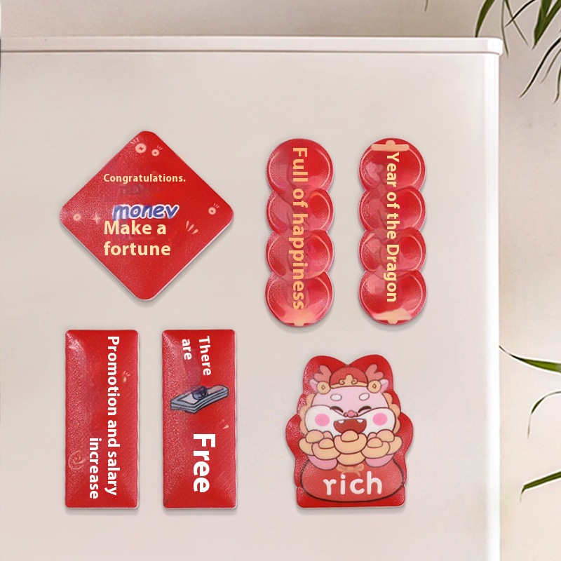 Creative Dragon Year PVCSoft Glue Cute Red Festive Refrigerator Magnet Soft Magnetic Decoration Diy Year Magnet