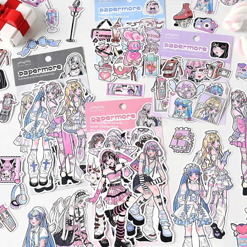 Paper More Matte Film Sticker Pack Rhythm Rhapsody Series Girl Outfit DIYNotebook Material Stickers4 Types