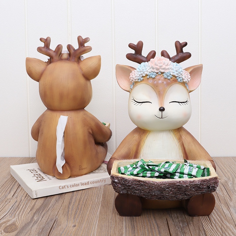If The American Cartoon Resin Creative Deer Storage Tray Home Desktop Dog Tissue Box