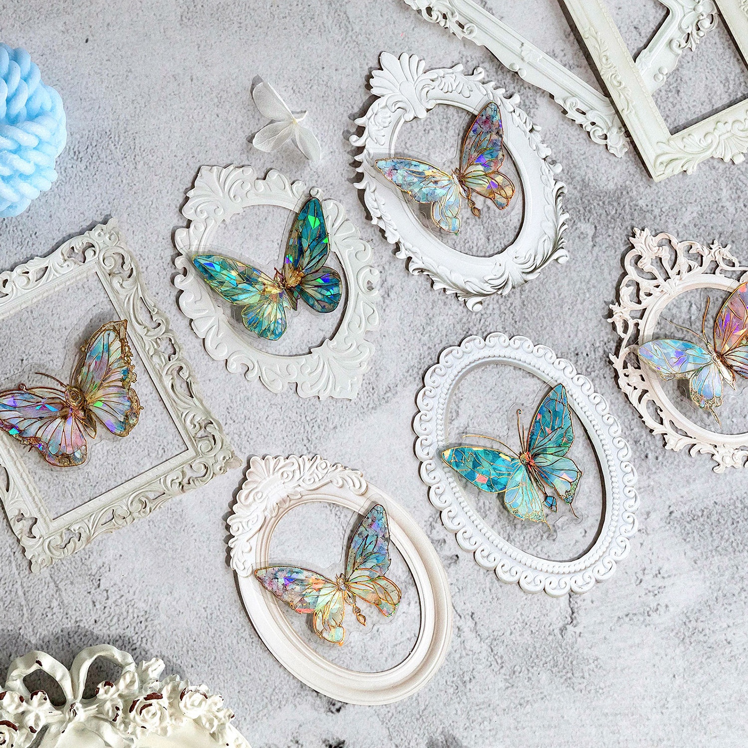 Momo Romantic Encounter Series Relief Collage Card Retro Hollow Photo Frame Handbook Photo Decoration Base Material