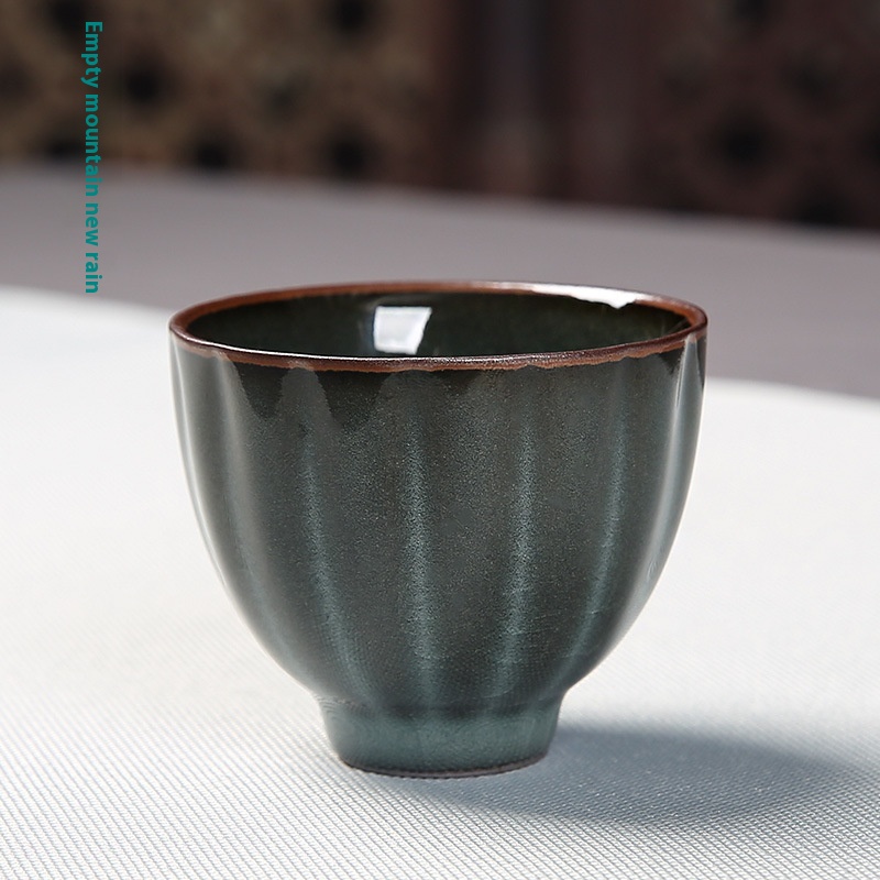 Empty Mountain Rain Creative Longquan Celadon Ge Kiln Ice Crack Iron Tea Cup Single Cup Ceramic Handmade Kung Fu Tea Bowl