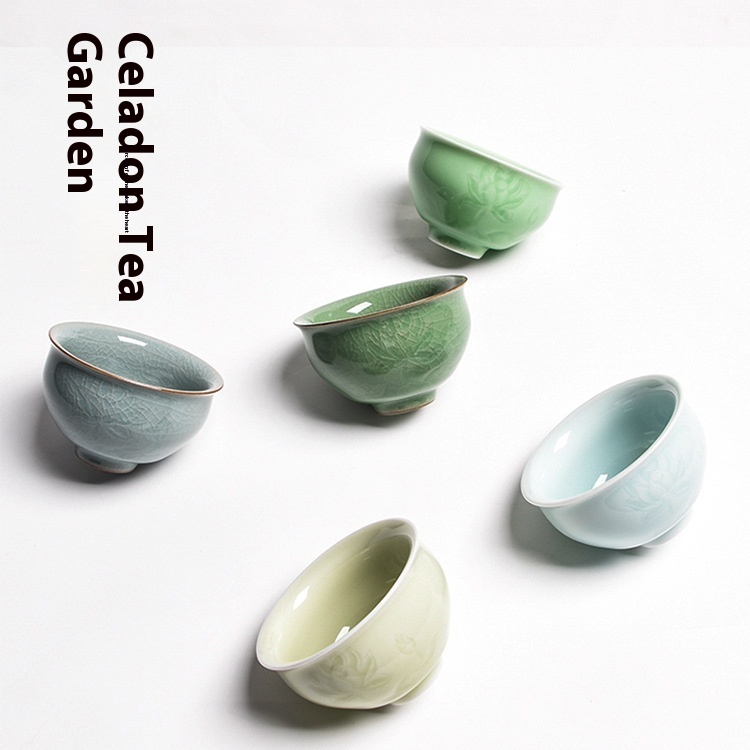 Empty Mountain Rain Longquan Celadon Kung Fu Tea Set Large Tea Cup Ceramic Tea Bowl Creative Master Cup Single Cup