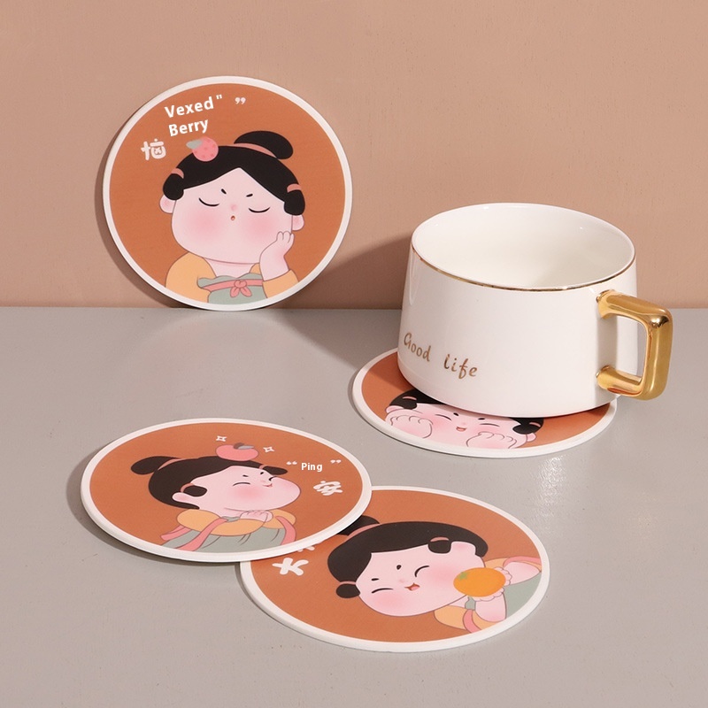 Chinese Cute Ladies PVCTable Mats National Tide Palace Ladiesulation Coasters Car Interior Decoration Car Anti-slip Mat