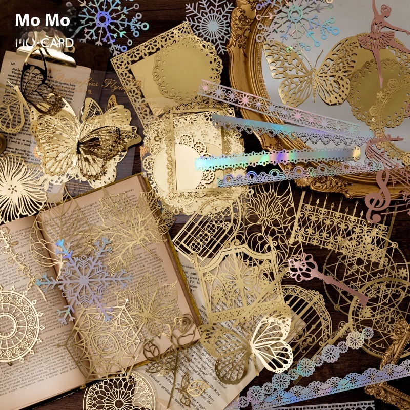 Momo Gold-stamped Hollow Lace Paper Romantic Story Series Creative Handbook Decoration Note Material Paper8 Types