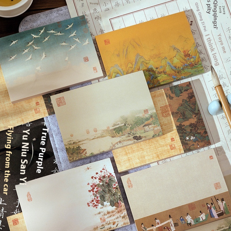 Momo Notepad Jiangshan Ruhua Series Chinese Style Famous Paintings DIYNotebook Decoration Message Base Paper6 Types