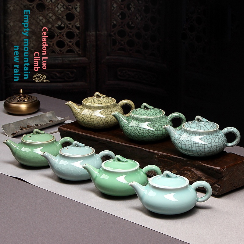Kongshan Xinyu Longquan Celadon Kungfu Tea Set Teapot Ceramic Teapot Single Pot Large Capacity Filter Tea Brewer
