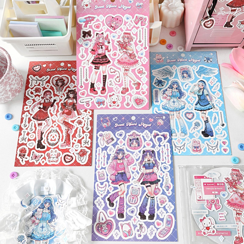 Infeel.Me Matte Film Stickers Barbie Angel Series Sweet And Cool Girl Notebook Diy Decoration Material Stickers4 Types