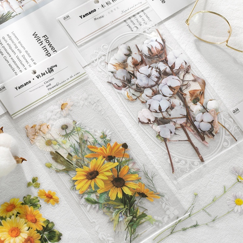Yuxian PETLarge Sticker Pack Shanyeji Series Plant Notebook DIYMaterial Decoration Stickers11 Pieces Into6 Types