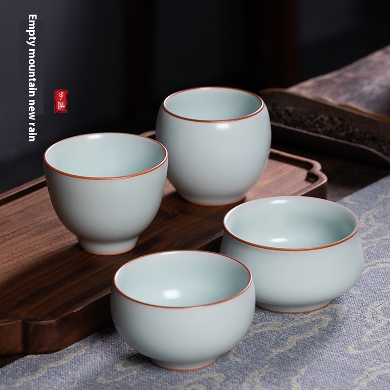 Empty Mountain Rain Longquan Celadon Master Cup Handmade Kung Fu Tea Cup Ceramic Large Tea Cup High-end Tea Bowl