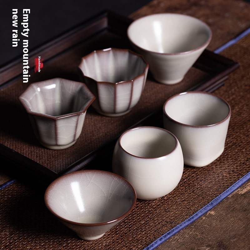 Empty Mountain Rain Longquan Celadon Kung Fu Tea Cup Handmade Master Cup Single Cup Ceramic Creative Hat Cup Tea Cup