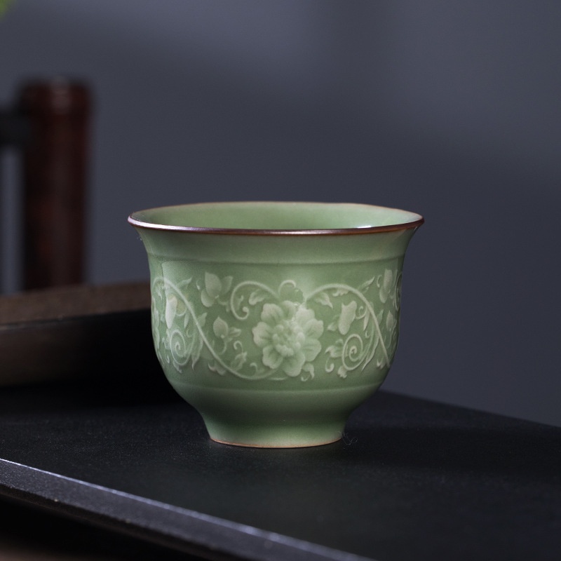 Empty Mountain Rain Longquan Celadon Master Cup Antique Glaze Tea Cup Ceramic Kung Fu Tea Set Tea Cup Chinese Tea Bowl