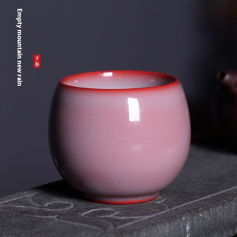 Empty Mountain Rain Longquan Celadon Handmade Master Cup Single Cup Ceramic Creative Kung Fu Tea Cup Red Glaze Female Tea Cup