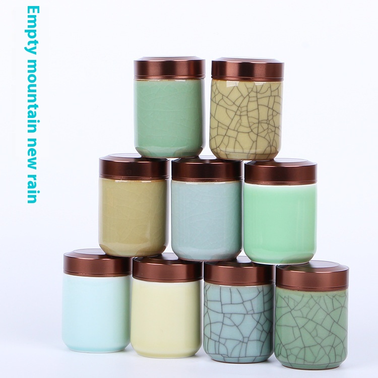 Empty Mountain Rain Mini Ceramic Sealed Tea Can Small Tea Can Rock Tea Cinnamon Universal Tea Can