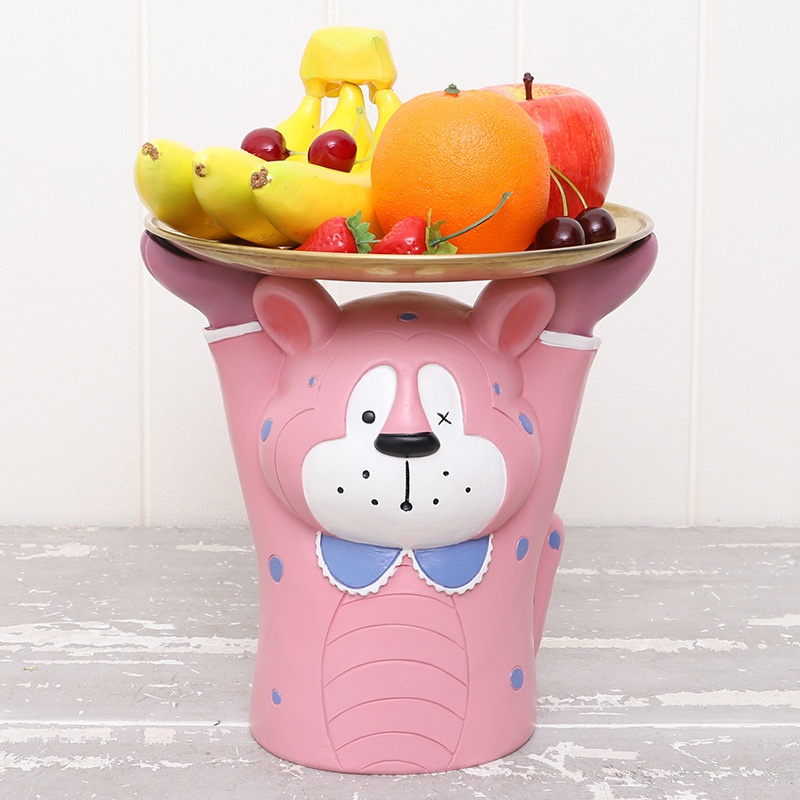 If The Home Creative Living Room Fruit Plate Cute Housekeeper Storage Plate Resin Cartoon Savings Piggy Bank Decoration