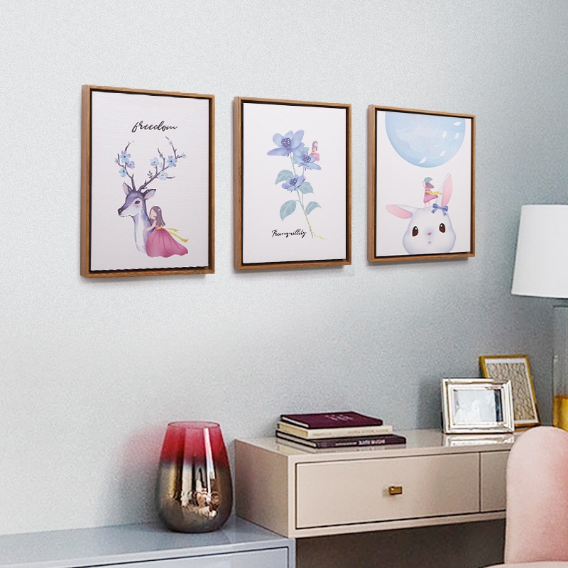 If Home Cartoon Creative Flowers And Dreams Triptych Set Living Room Study Wall Hanging Decoration Painting