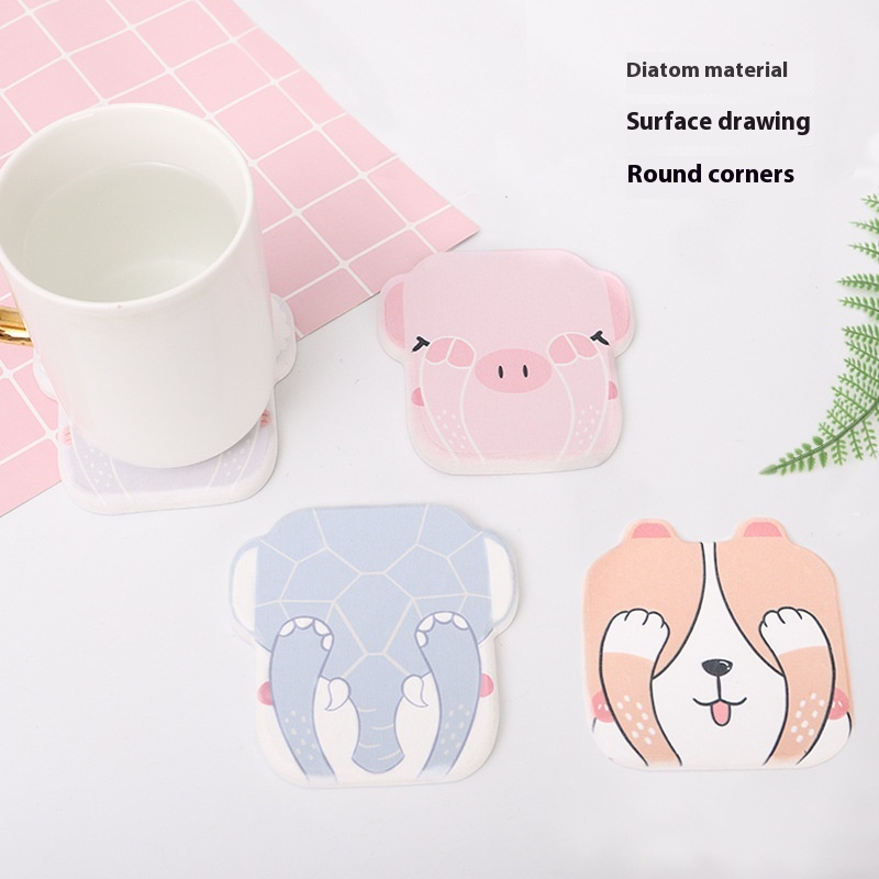 If The Creative Shy Face Diatom Mud Coaster Office Home Non-slip Water-absorbingulation Pad Bathroom Moisture-proof Soap Pad