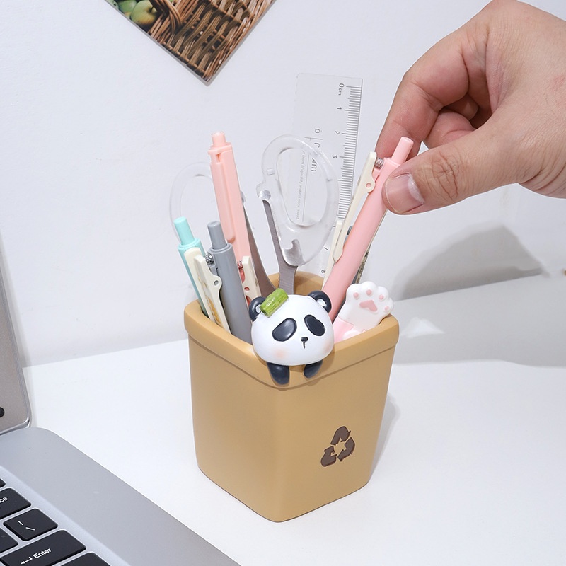 Cartoon Children's Student Back To School Office Supplies Resin Handmade Creative Pen Holder Desktop Storage Box Pen Holder