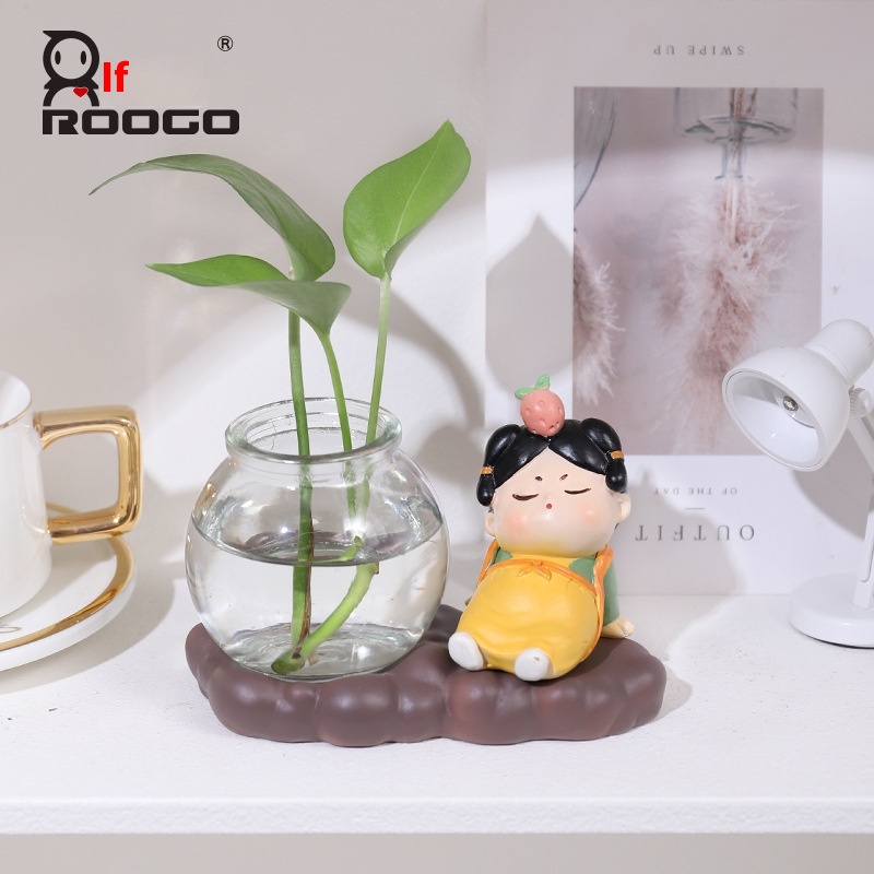 Creative National Tang Dynasty Ladies Cartoon Doll Hydroponic Ornaments Home Living Room Decorations Office Desktop Small Ornaments