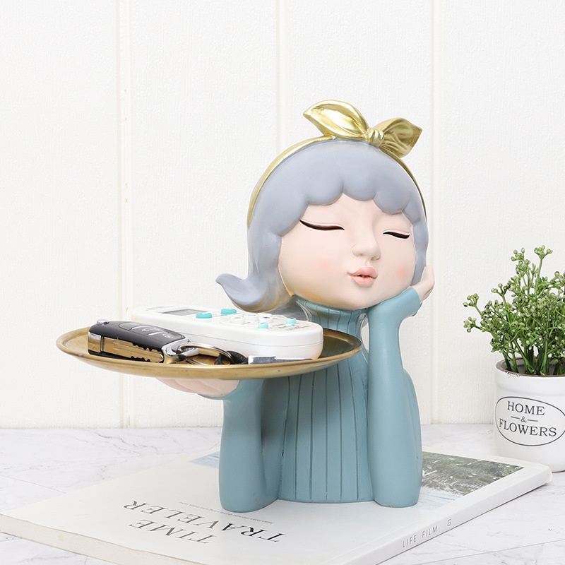 If The Nordic Modern Girl Storage Tray Creative Resin Ornaments Living Room Desktop Fruit Tray Candy Tray