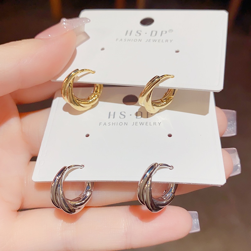 French Simple Niche Design Fashion Metal Earrings Female Retro Cold Style High-end Versatile Earrings