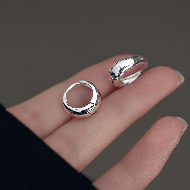 S925 Sterling Silver Water Drop Hoop Earrings For Women Cold Style Circle Ear Buckle Minimalist Niche High-end Ear Bone Hoop