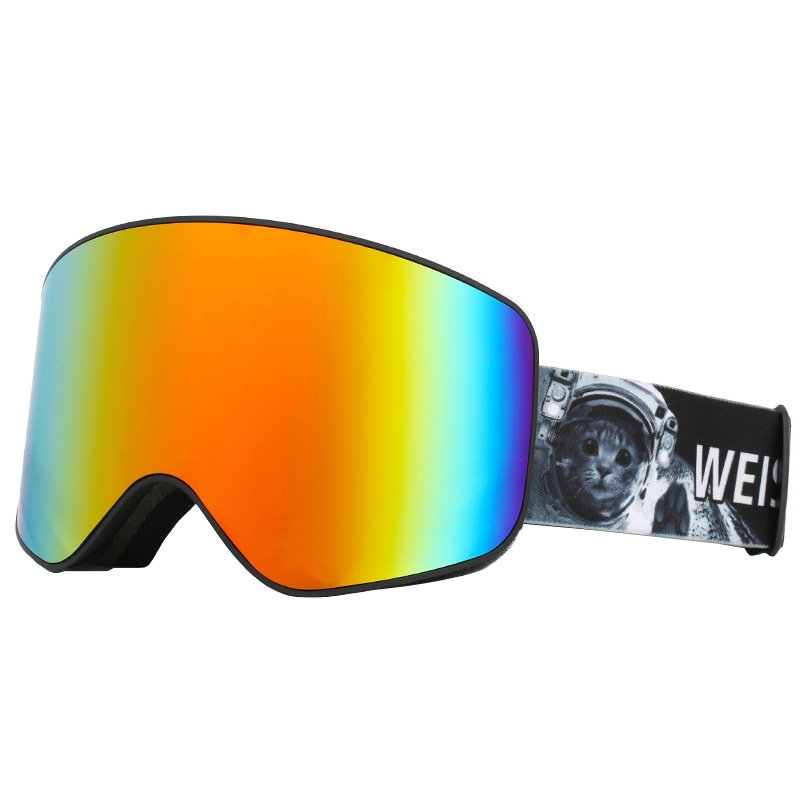 Cylindrical Ski Goggles,Double-Layer Anti-Fog,Over-Glasses Compatible For Adults,Suitable For Snowboarding And Skiing