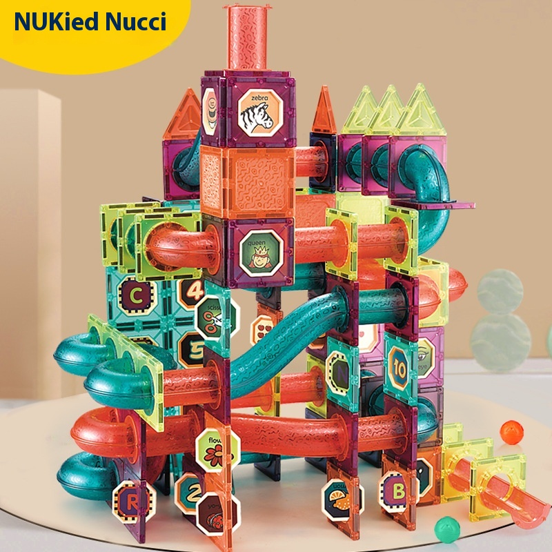 Ki Color Window Magnetic Piece Happy Track Pipeline Building Blocks Assembly Boy Girl Educational Children's Toys Multifunctional