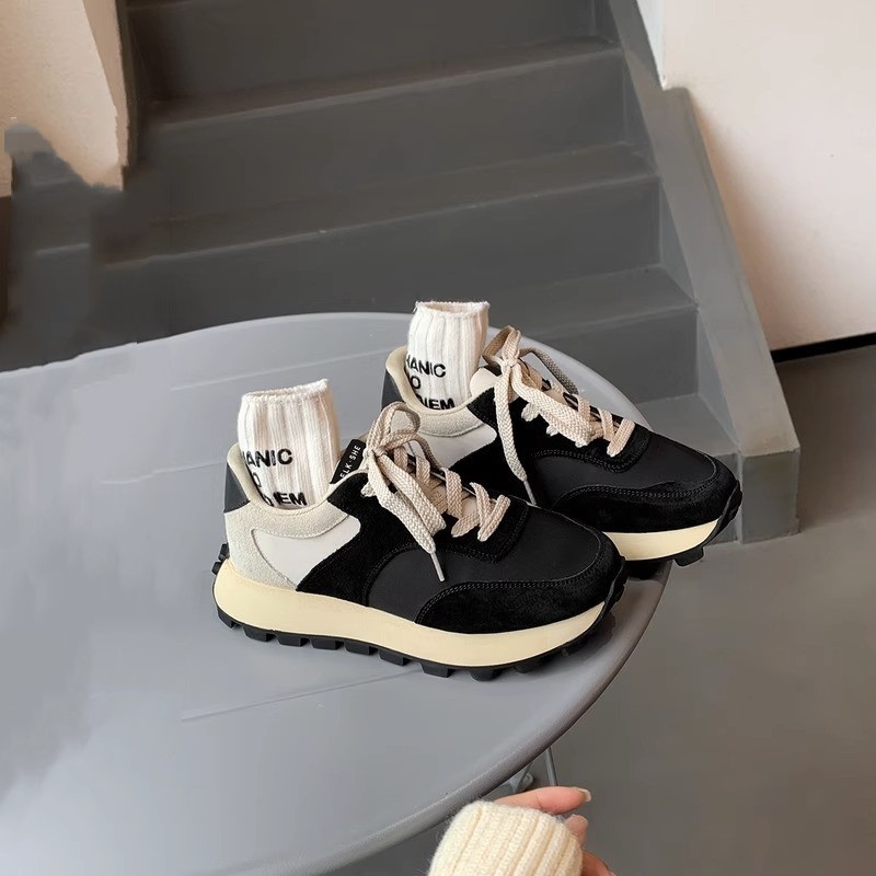 Gu Yun丨Milk Tea Forrest Gump Shoes Women Hot Style All-match Colorblock Thick Bottom Heightening Casual Daddy Shoes Autumn