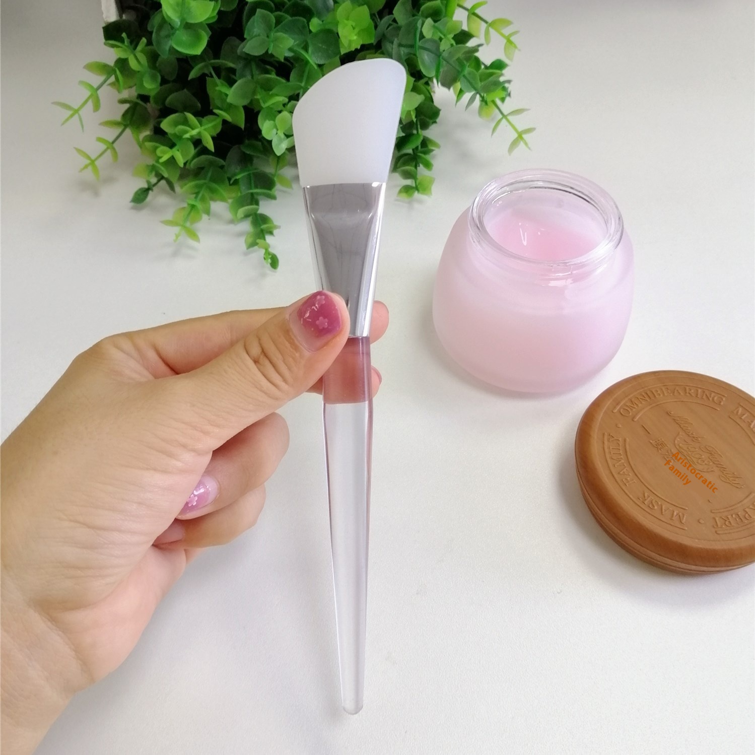 Lin Yun's Same Beauty Silicone Mask Brush White Soft Head Silicone Brush Transparent Handle DIYMask Smear Tool Brush