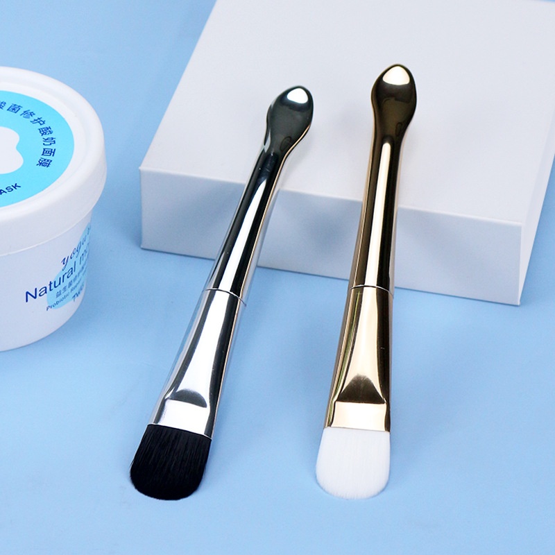 Soft-hair Mask Brush Tongue-shaped Double-head Beauty Special Mask Stick With Scoop Portable Beauty Tool