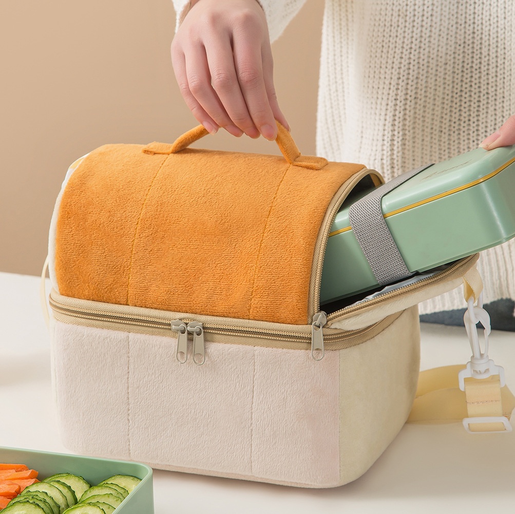 Toast Lunch Bag Double-layer Thickulation Bag One-shoulder Portable Hand-held Lunch Box Storage Bag Large-capacity Picnic Ice Bag