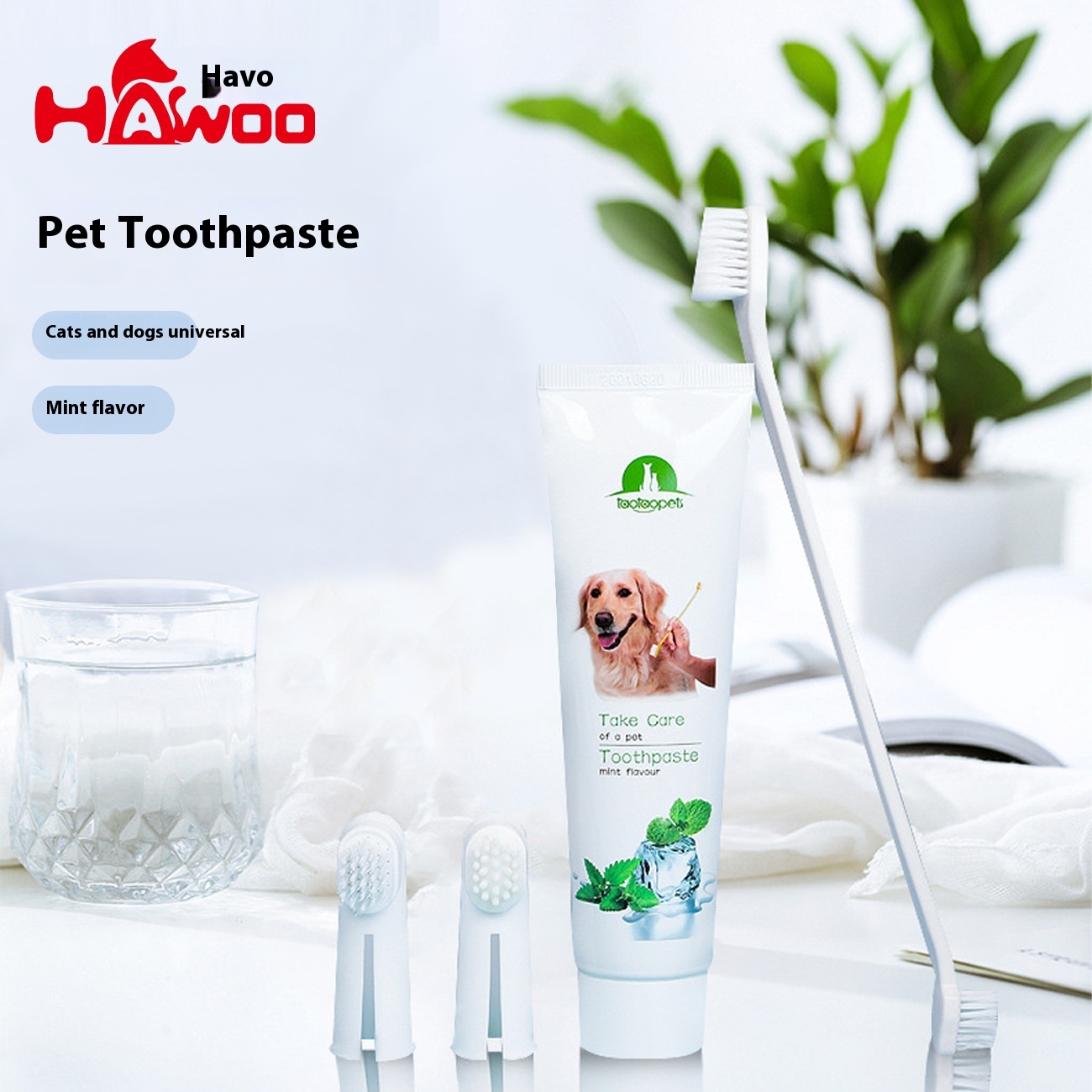 's Pi Pi Tao Pet Toothbrush Set For Dogs Oral Care,Cleaning Teeth,Deodorizing Toothpaste