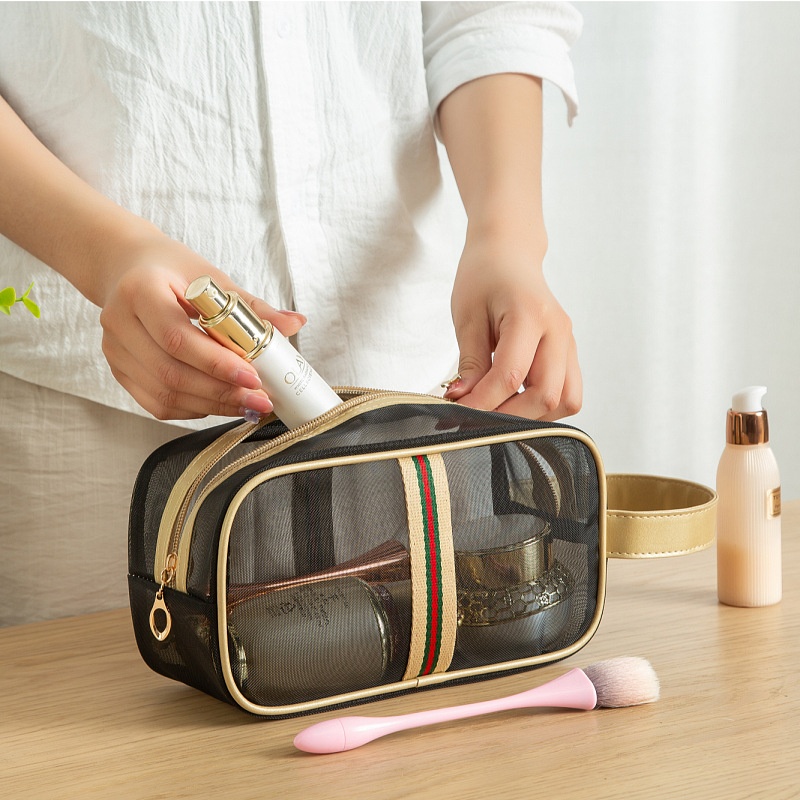 Mesh Toiletry Bag Travel Portable Breathable Storage Bag Large Capacity Transparent Bathing And Swimming Bag