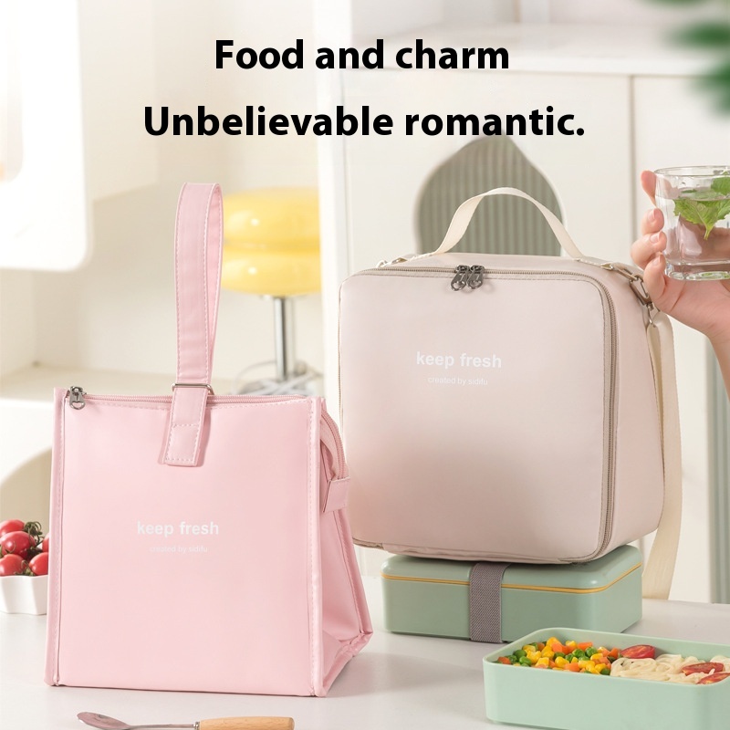 PULunch Bag Large Capacity Portable Lunch Box Bag Work One-shoulderulation Bag Waterproof Ice Pack Two-piece Thickened Meal Bag