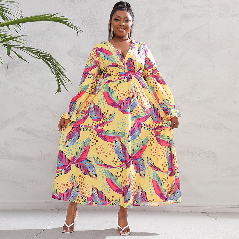 Independent Station Autumn Products Large Size Women's Dress Long Skirt Long Sleeve Big Swing Skirt