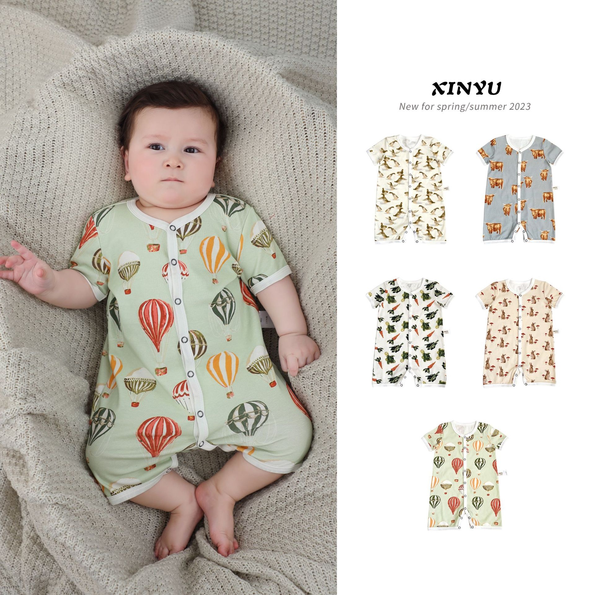 Baby A-type Jumpsuit Summer Baby Short-sleeved Crawling Clothesborn Jumpsuit Clothes