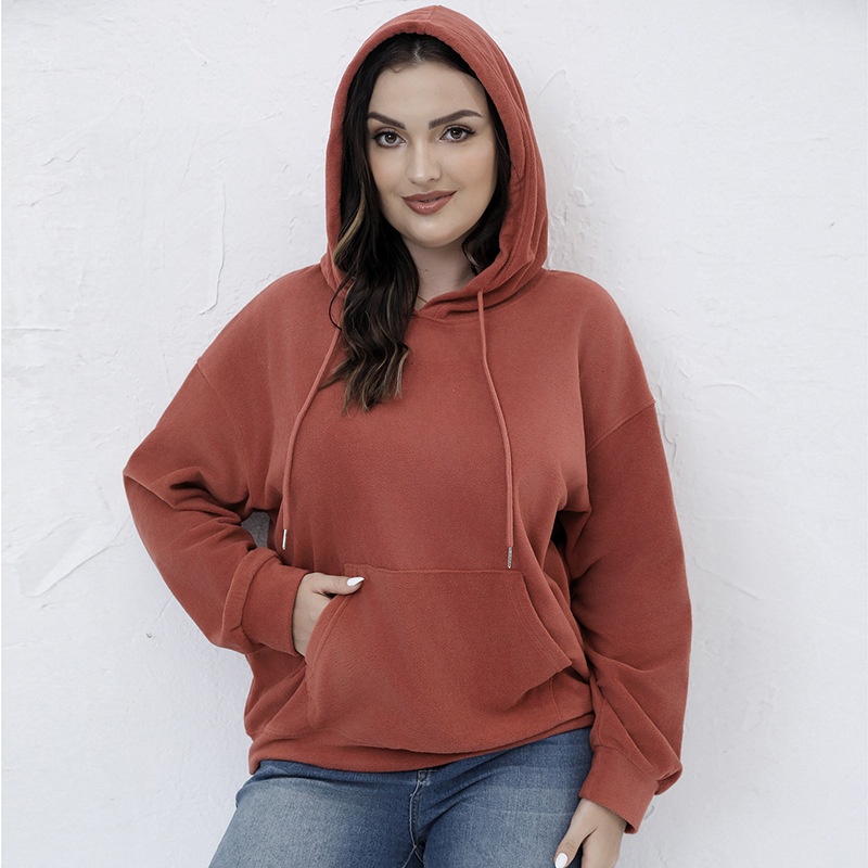 Independent Station USHot-selling Autumn And Winter Hooded Polar Fleece Large Size Sweater Warm Pullover Long-sleeved Top