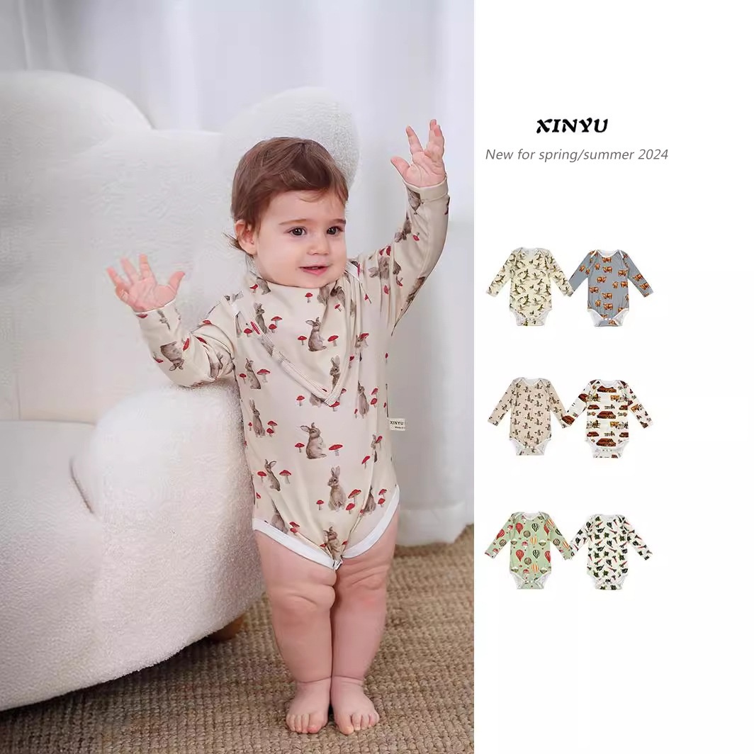 Baby A-type Pure Cotton Jumpsuit Spring And Autumnborn Clothes Romper Baby Long-sleeved Crawling Clothes