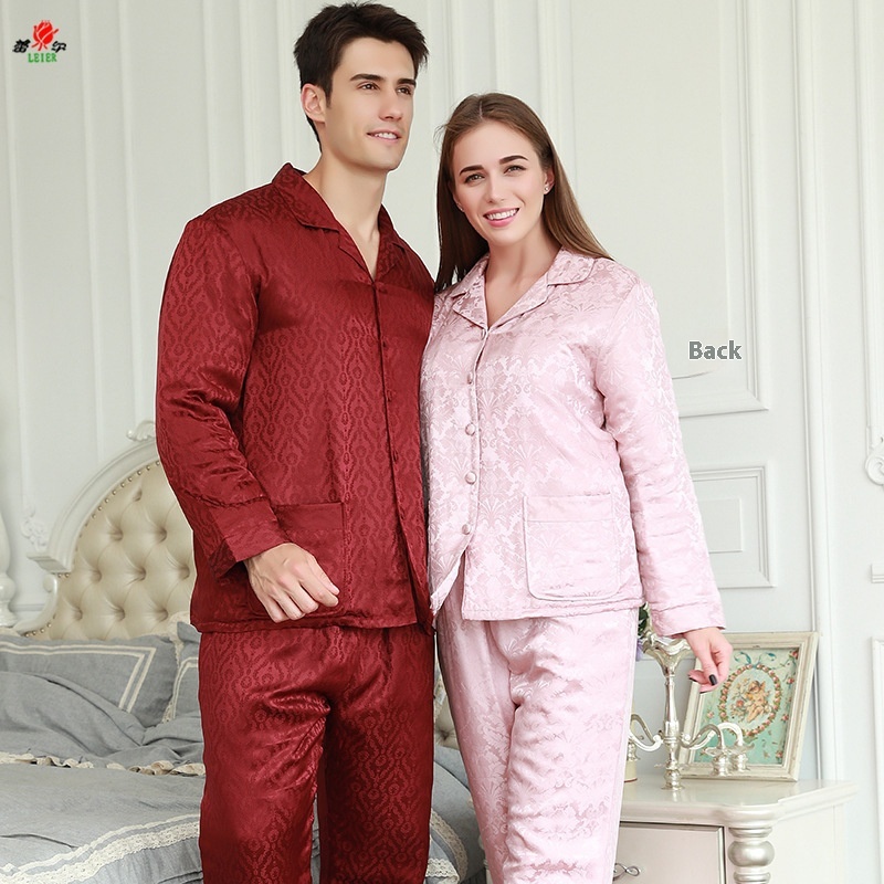 Autumn And Winter Thickened Couple Pajamas Silk Pajamas European And American High-end Dark Flower Winter Style Men's Autumn Casual Home Clothes Suit