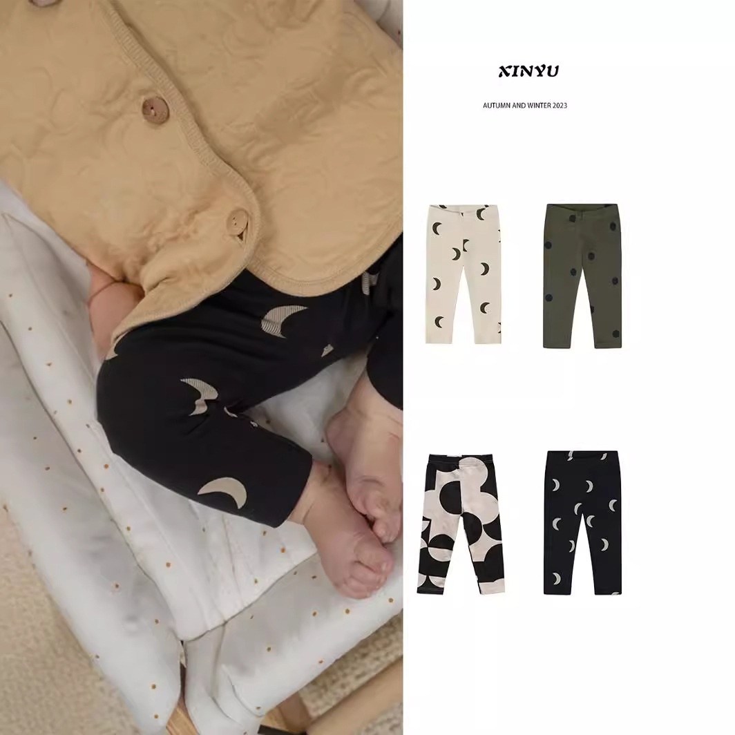 Children's Leggings Category ASpring And Autumn Baby Cartoon Cute Print Outer Wear Trousers Style Elastic Slim Warm Pants