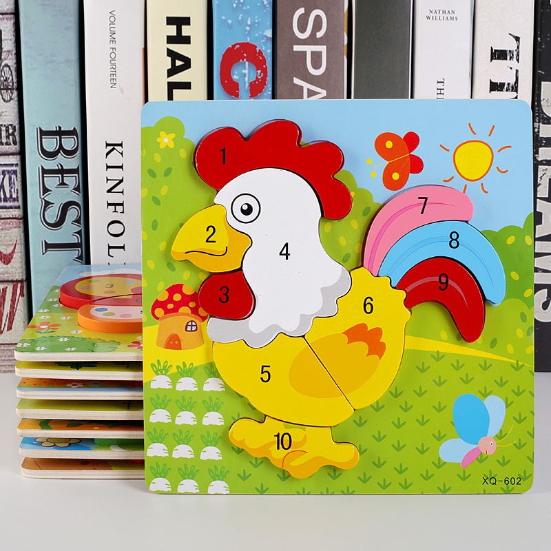 Digital Puzzle Wooden Toys Children's Early Education Educational Baby3d Three-dimensional Puzzle Hand Grab Board Toys