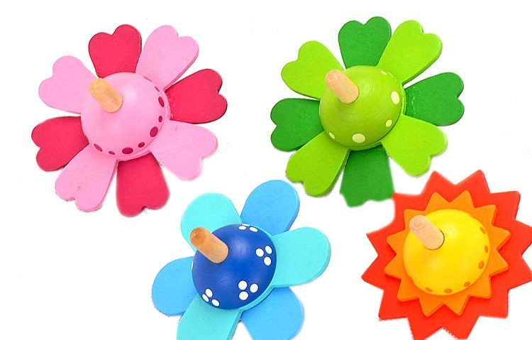 Flower Spinning Top Traditional Children's Educational Wooden Toy