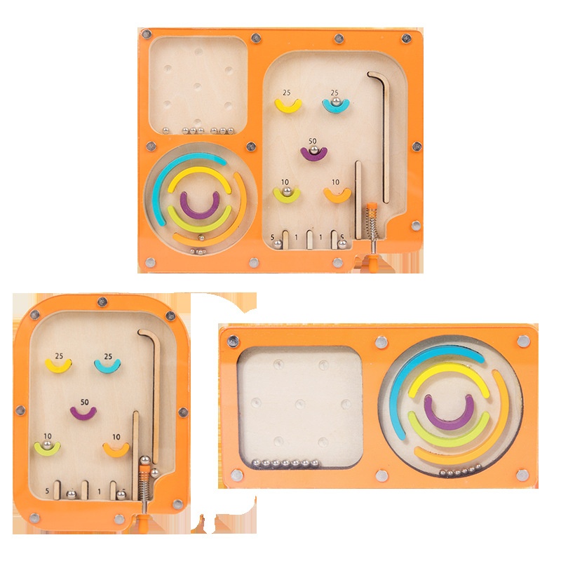 Children's Slingshot Maze Walking Puzzle Wooden Toy Three-in-one Maze Ball Thinking Training Early Education Game