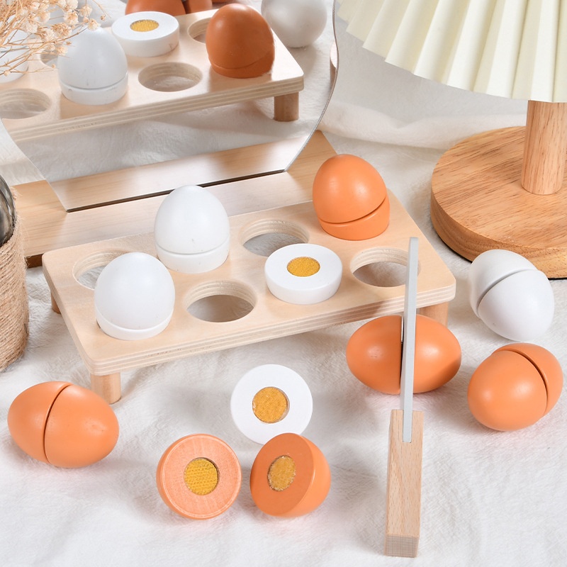 Wooden Simulation House Toy Egg Duck Egg Combination Children's Kitchen Supplies Cut And Play Game
