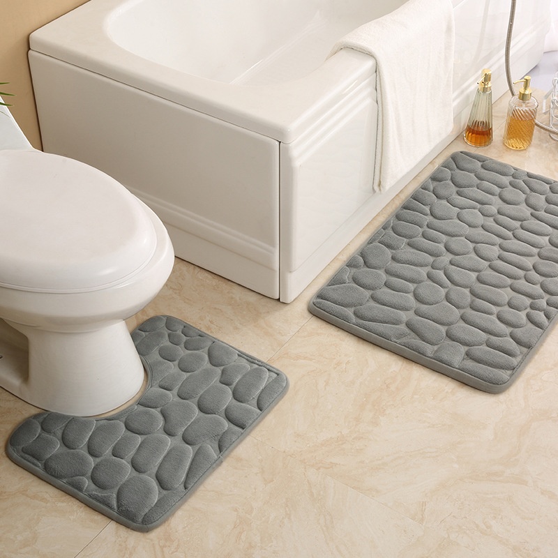 Pebble Floor Mat U-shaped Toilet Two-piece Set Bathroom Absorbent Non-slip Carpet Floor Mat