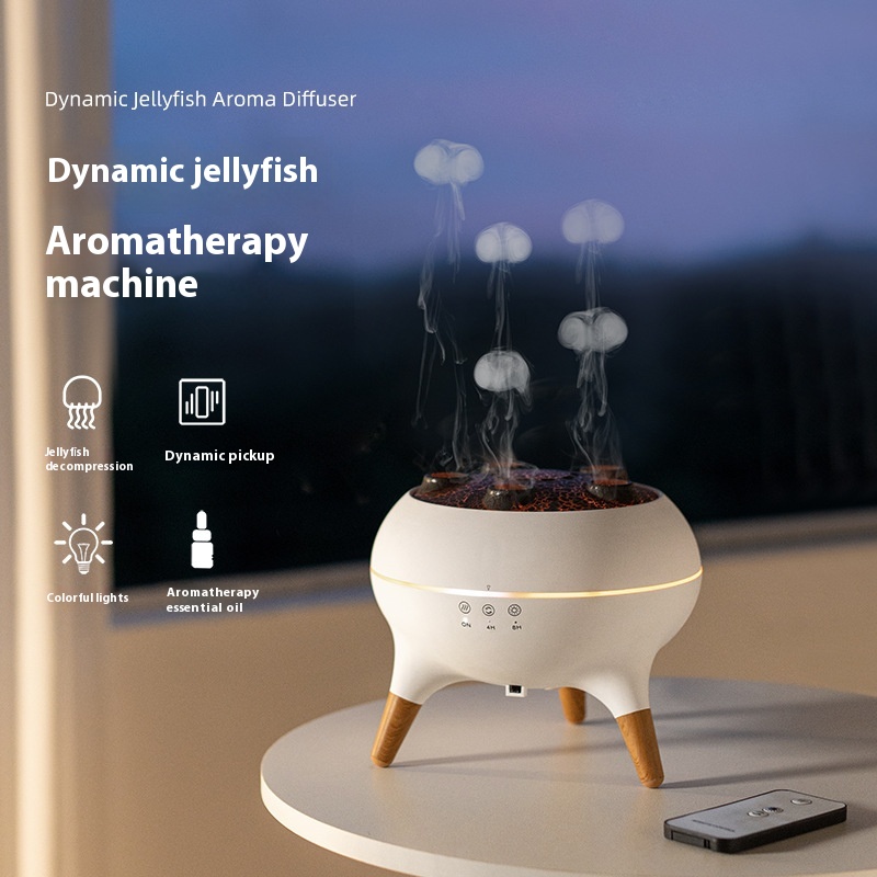 Multi-Spray Jellyfish Aromatherapy Diffuser,Large Mist Output With Smoke Rings And Colorful Flame Effect For Home Use