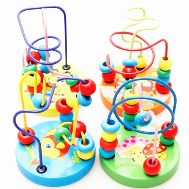 Children's Toys Early Childhood Educational Wooden Mini Beads Building Blocks Infant Beaded Toys Stall